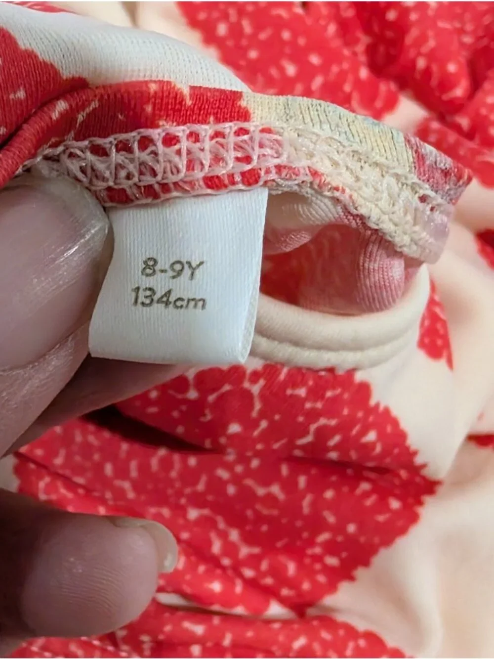 Mini Boden Girls 8-9Y Puff Sleeve Bikini Two Piece Red Hearts Cream Swimsuit